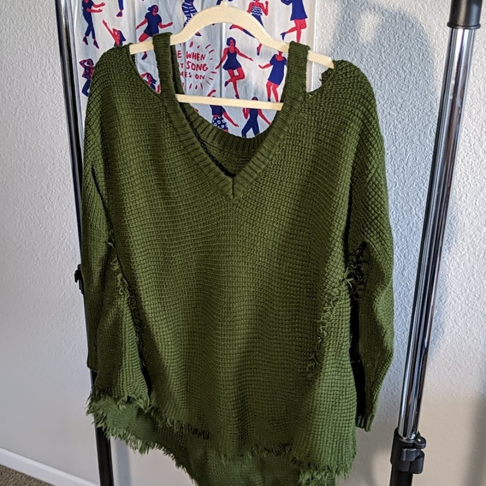 Oversized Sweater with Shoulder Cutouts